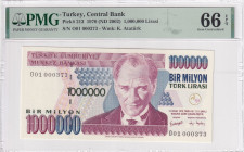 Türkiye, 1.000.000 Lira, 2002, UNC, p213a, Low Serial Number