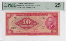 Türkiye, 10 Lira, 1947, VF, p147a, 4.Emission