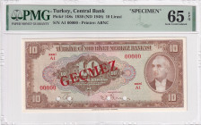 Türkiye, 10 Lira, 1948, UNC, p148s, SPECIMEN