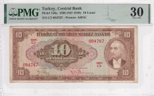 Türkiye, 10 Lira, 1948, VF, p148a, 4.Emission