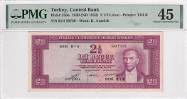 Türkiye, 2 1/2 Lira, 1952, XF, p150a, 5.Emission
