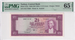 Türkiye, 2 1/2 Lira, 1955, UNC, p151a, 5.Emission
