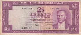 Türkiye, 2 1/2 Lira, 1955, VF, p151a, 5.Emission