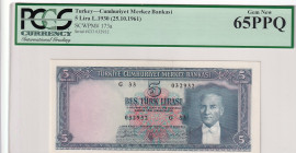 Türkiye, 5 Lira, 1961, UNC, p173a, 5.Emission