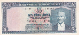 Türkiye, 5 Lira, 1961, VF(+), p173a, 5.Emission