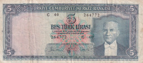 Türkiye, 5 Lira, 1961, FINE, p173a, 5.Emission