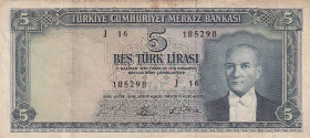 Türkiye, 5 Lira, 1965, XF, p174a, 5.Emission