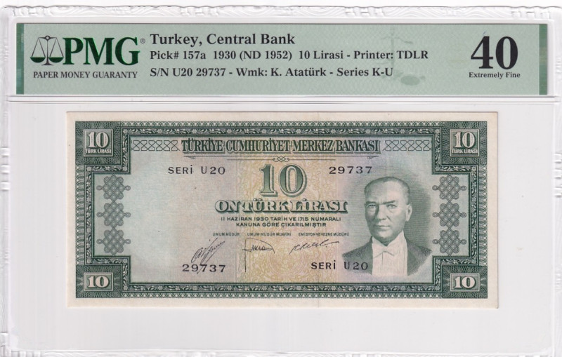 Türkiye, 10 Lira, 1953, XF, p157a, 5.Emission

PMG 40, Mustafa Kemal Atatürk P...