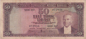 Türkiye, 50 Lira, 1957, FINE, p165a, 5.Emission
