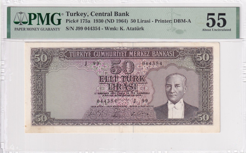 Türkiye, 50 Lira, 1964, AUNC, p175a, 5.Emission

PMG 55, "J99" Last Prefix

...