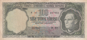 Türkiye, 100 Lira, 1969, VF(-), p182a, 5.Emission