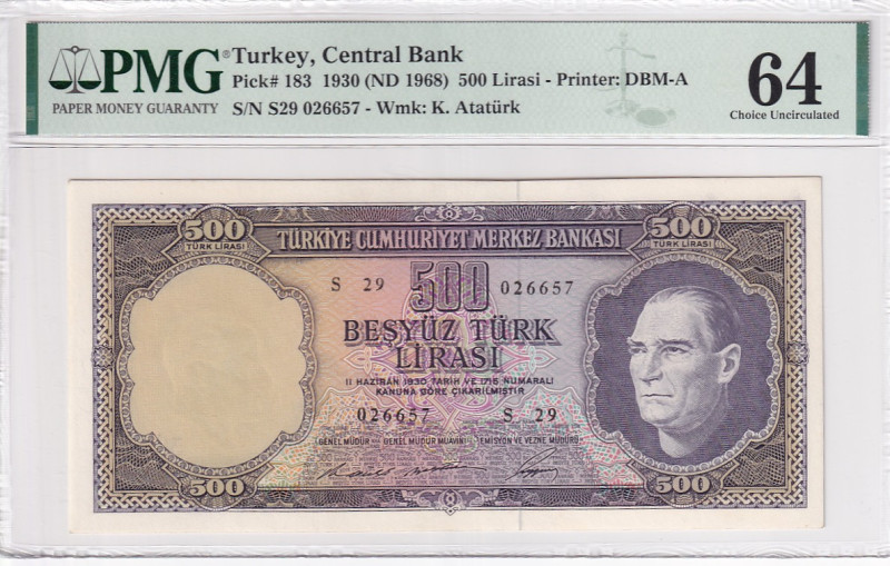 Türkiye, 500 Lira, 1968, UNC, p183a, 5.Emission

PMG 64, Mustafa Kemal Atatürk...