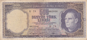 Türkiye, 500 Lira, 1968, FINE, p183a, 5.Emission