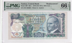 Türkiye, 500 Lira, 1971, UNC, p190r, REPLACEMENT
