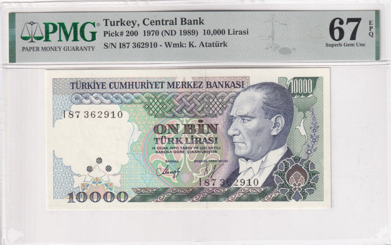 Türkiye, 10.000 Lira, 1993, UNC, p200, 7.Emission

PMG 67 EPQ

Estimate: USD...