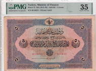 Türkiye, Ottoman Empire, 5 Livres, 1915, VF, p74a, Talat / Hüseyin Cahid