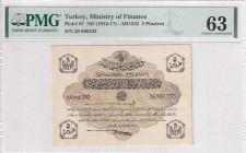 Türkiye, Ottoman Empire, 5 Kurush, 1916, UNC, p87a, Talat / Hüseyin Cahid