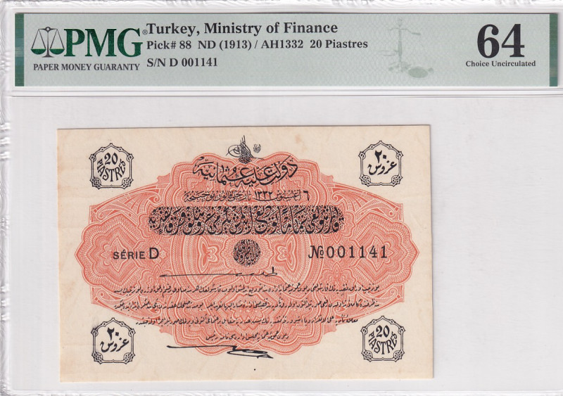 Türkiye, Ottoman Empire, 20 Kurush, 1913, UNC, p88a, Talat / Hüseyin Cahid

PM...