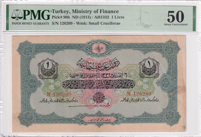 Türkiye, Ottoman Empire, 1 Livre, 1916, AUNC, p90b, Talat / Janko

PMG 50, V. ...