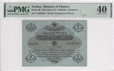 Türkiye, Ottoman Empire, 5 Kurush, 1917, XF, p96a, Cavid / Hüseyin Cahid