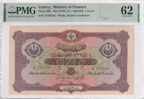 Türkiye, Ottoman Empire, 1 Livre, 1917, UNC, p99b, Cavid / Hüseyin Cahid