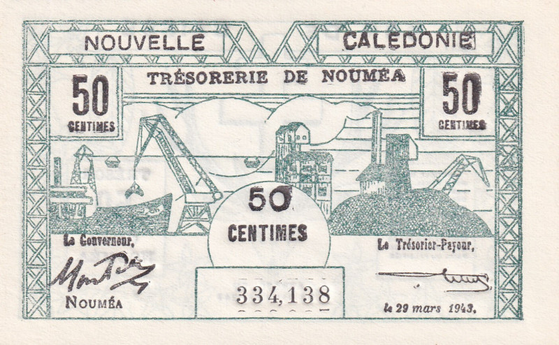 New Caledonia, 50 Centimes, 1943, UNC, p54

Estimate: USD 25-50