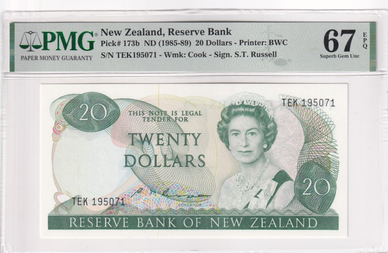 New Zealand, 20 Dollars, 1985/1989, UNC, p173bs

PMG 67 EPQ, Queen Elizabeth I...