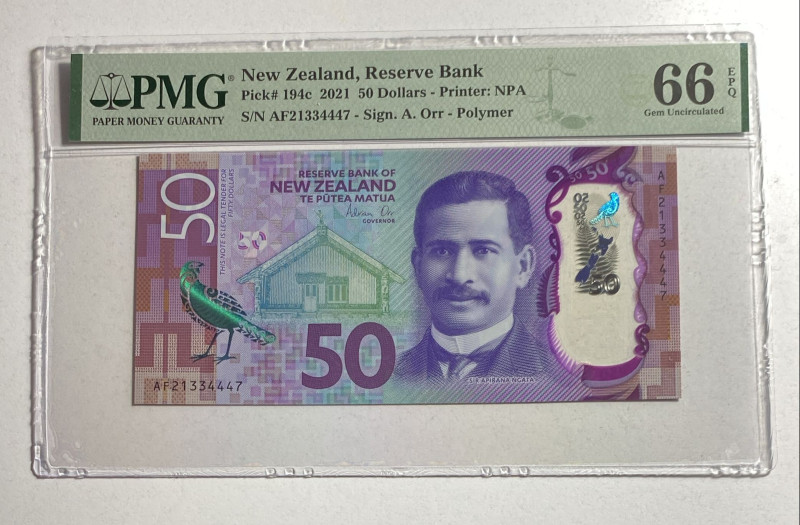 New Zealand, 50 Dollars, 2021, UNC, p194c, Reserve Bank, Polymer

PMG 66 EPQ, ...