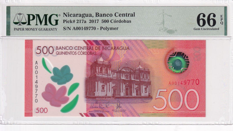 Nicaragua, 500 Cordobas, 2017, UNC, p217a

PMG 66 EPQ, Polymer

Estimate: US...