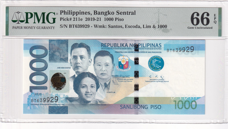 Philippines, 1.000 Piso, 2019/2021, UNC, p211e

PMG 66 EPQ

Estimate: USD 75...