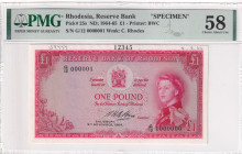 Rhodesia, 1 Pound, 1964/1965, AUNC, p25s, SPECIMEN