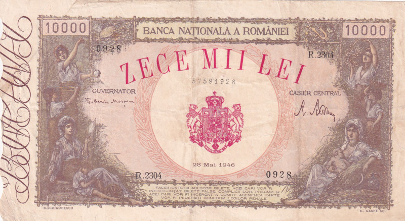 Romania, 10.000 Lei, 1946, VF, p57

Stained

Estimate: USD 10-20