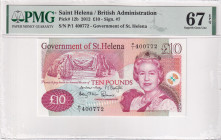 Saint Helena, 10 Pounds, 2012, UNC, p12b