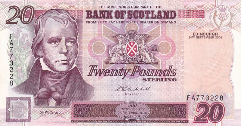 Scotland, 20 Pounds, 2004, VF, p121e

Estimate: USD 30-60