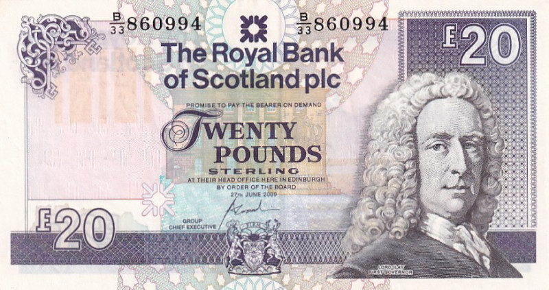 Scotland, 20 Pounds, 2000, XF(-), p361

Commemorative banknote

Estimate: US...