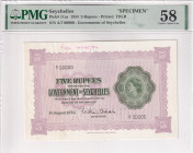 Seychelles, 5 Rupees, 1954, AUNC, p11as, SPECIMEN