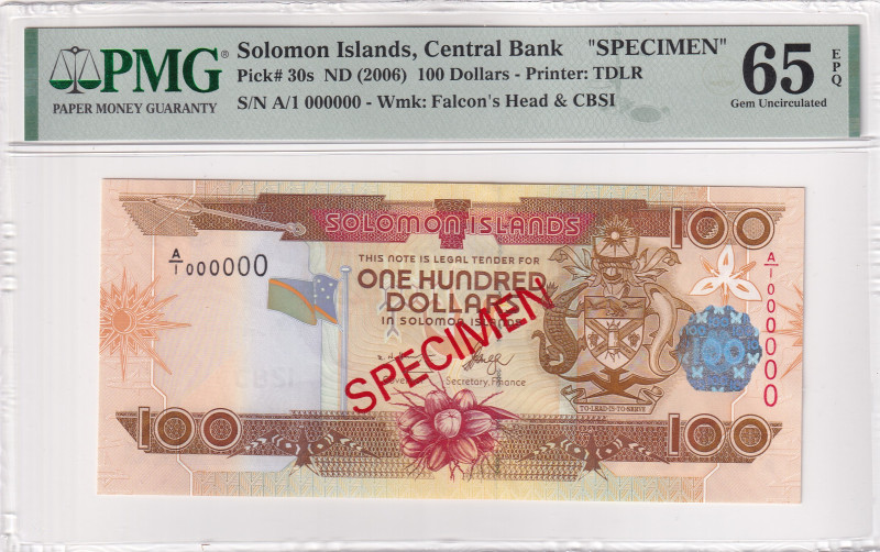 Solomon Islands, 100 Dollars, 2006, UNC, p30s, SPECIMEN

PMG 65 EPQ

Estimat...