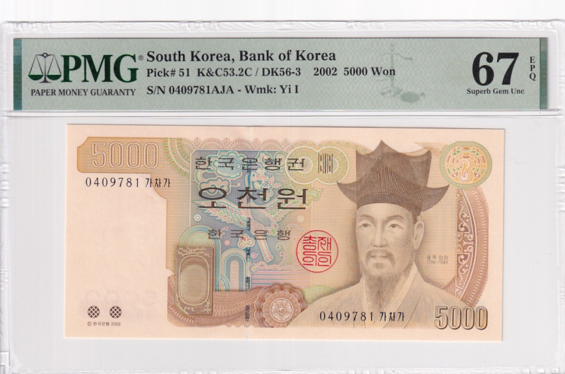 South Korea, 5.000 Won, 2002, UNC, p51a

PMG 67 EPQ, High condition , Bank of ...