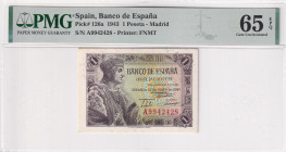 Spain, 1 Peseta, 1943, UNC, p126a