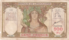 Tahiti, 100 Francs, 1939/1965, FINE, p14d