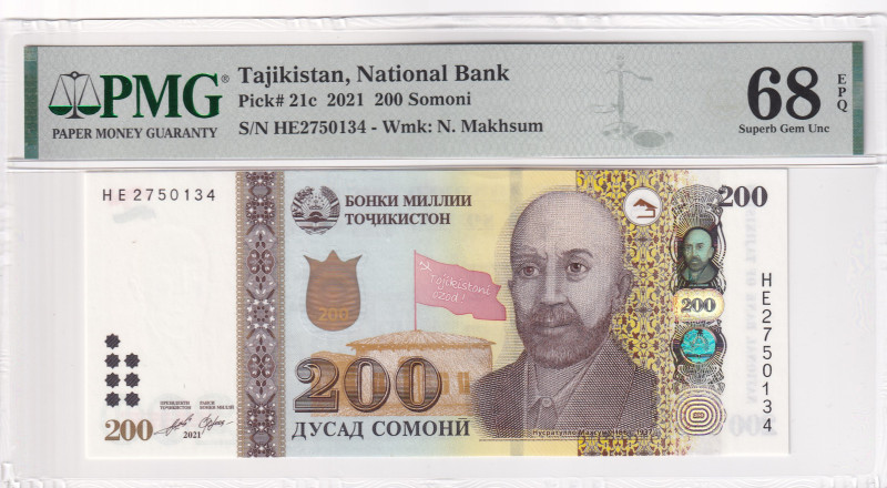 Tajikistan, 200 Somoni, 2021, UNC, p21c, National Bank

PMG 68 EPQ, High Condi...