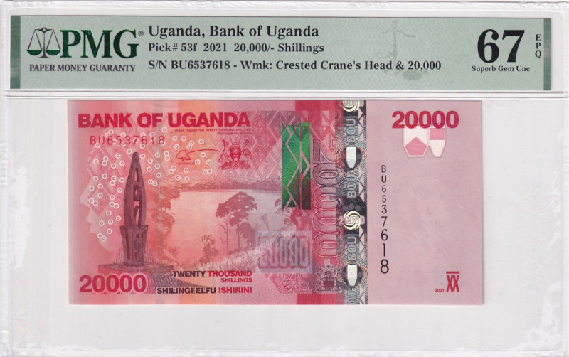 Uganda, 20.000 Shillings, 2021, UNC, p53f

PMG 67 EPQ, High condition 

Esti...