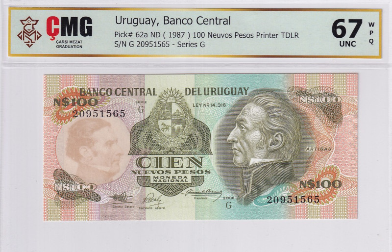 Uruguay, 100 Neuvos Pesos, 1987, UNC, p62a

Banco Central

Estimate: USD 10-...