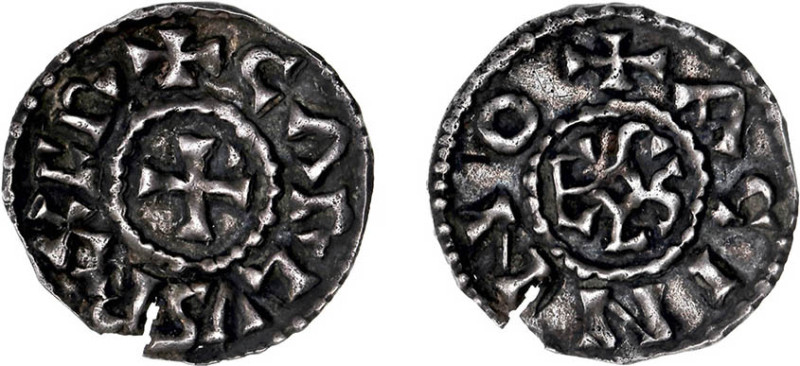 CHARLEMAGNE, Roi (2e période : 781-800)
Agen : Denier au monogramme
 - TTB 45 ...