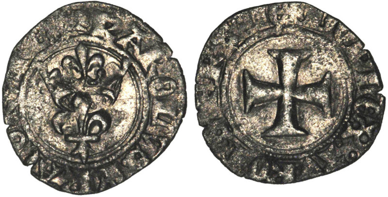 CHARLES VI le Bien aimé (1380-1422)
Double tournois, dit "niquet"
 - TTB 40 (T...