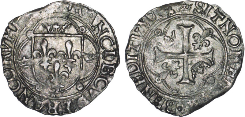 FRANÇOIS Ier (1515-1547)
Grand blanc à la couronne, 1er type, var. polylobes ca...