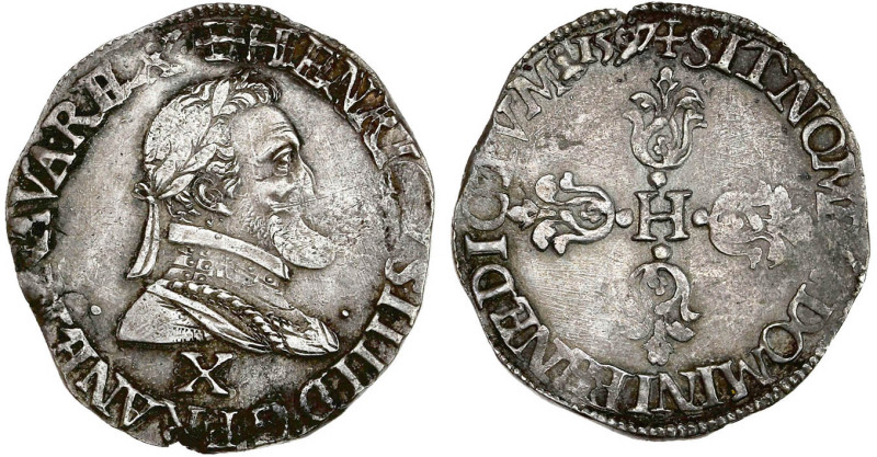 HENRI IV le Grand (1589-1610)
1/2 franc
1597 X - TTB 40 (TTB+)
Très Rare !!
...