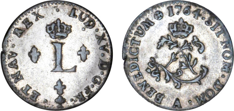 LOUIS XV le Bien aimé (1715-1774)
Double sol (2 sous), en billon
1764 A - TTB ...