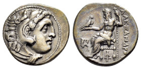 KINGS of MACEDON Alexander III the Great.(336-323 BC).Kolophon.Drachm.

Obv : Head of Herakles right, wearing lion skin.

Rev : AΛΕΞΑΝΔΡΟΥ.
Zeus ...