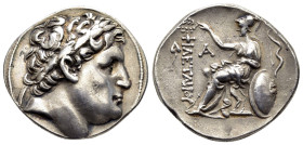 KINGS of PERGAMON.Eumenes I.(263-241 BC).Pergamon.Tetradrachm.

Obv : Laureate head of Philetairos right.

Rev : ΦΙΛΕΤΑΙΡΟY.
Athena seated left o...